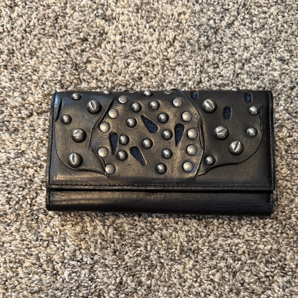 Patricia Nash Studded Black Leather Wallet - Picture 1 of 5
